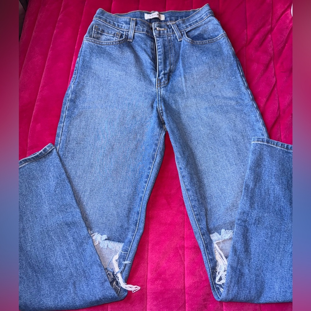 Vibrant Blue Distressed Boyfriend Jeans